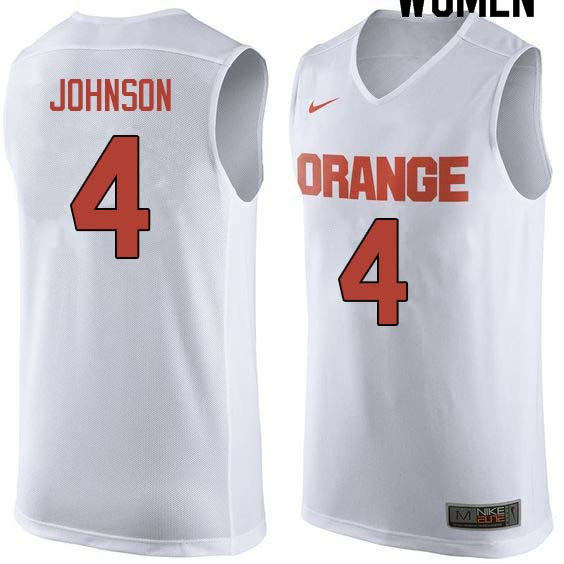 Women #4 Wesley Johnson Syracuse White College Basketball Jerseys Sale-White